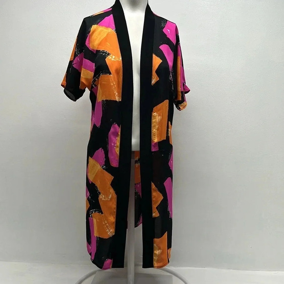 Joseph Ribkoff Cardigan Topper Jacket Short Sleeve Black Colorful New NWT Size 4 - Picture 1 of 10